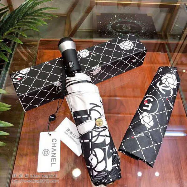 CHANEL香奈兒傘 2019香奈兒亞太專櫃最新款 山茶花 全自動UV晴雨傘 防曬隔熱 防紫外線  zm1028